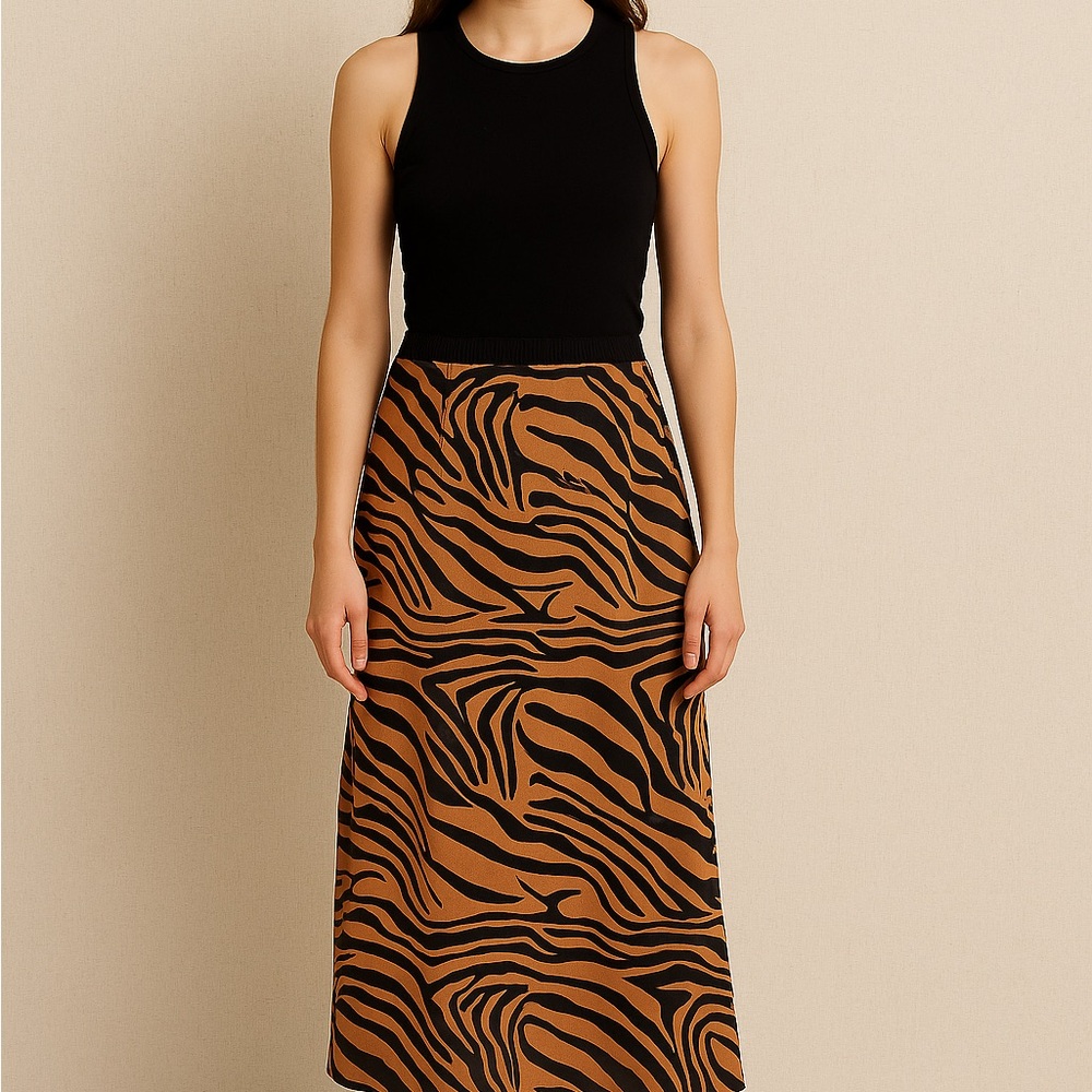 S·DEER Animal Print Midi Skirt – Size XL -NWT